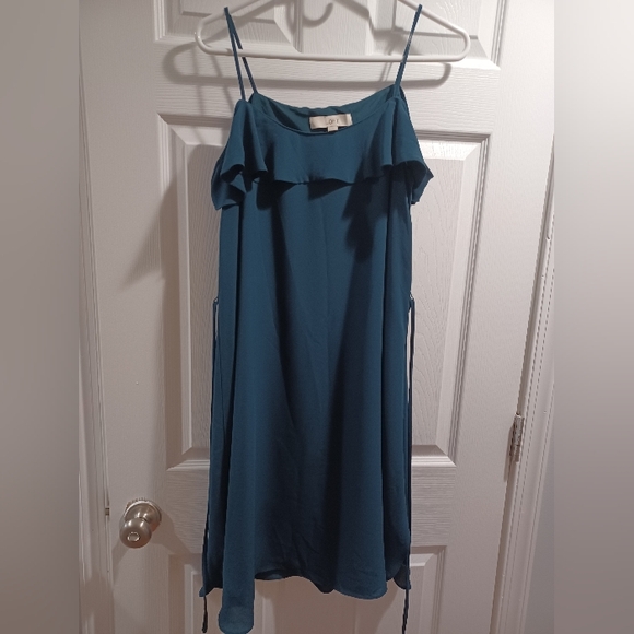 LOFT Strapless Dress in Deep Teal - Picture 1 of 6